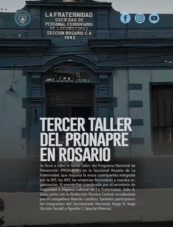 Noticias Se llevó a cabo el Tercer Taller del Programa Nacional de Prevención (PRONAPRE) en la Seccional Rosario de La Fraternidad La Fraternidad - Se llevó a cabo el Tercer Taller del Programa Nacional de Prevención (PRONAPRE) en la Seccional Rosario de La Fraternidad